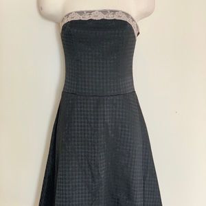 Cocktail Knee-length Black Dress Tulle Houndstooth